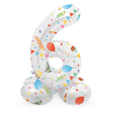 Folat BV Staande folieballon joyful party cijfer 6 -72cm