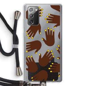 Hands dark: Samsung Galaxy Note 20 / Note 20 5G Transparant Hoesje met koord
