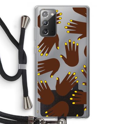 Hands dark: Samsung Galaxy Note 20 / Note 20 5G Transparant Hoesje met koord