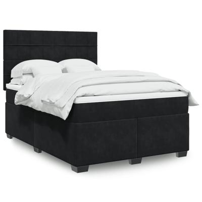 Boxspring met matras fluweel zwart 140x190 cm