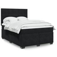 Boxspring met matras fluweel zwart 140x190 cm