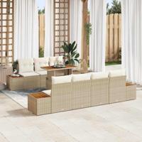 8-delige tuinset met kussens in beige van poly rattan