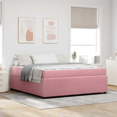 Bedframe met matras met matras Roze 180 x 200 cm Fluweel