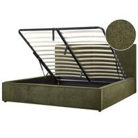 Beliani-MOISSAC-Tweepersoonsbed-Donkergroen-180 x 200 cm-Polyester Beliani-MOISSAC-Tweepersoonsbed-Donkergroen-180 x 200 cm-Polyester