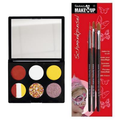 Carnaval schmink setje - Brabant thema kleuren - penselen - waterbasis
