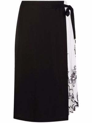 Ferragamo jupe plissée en soie - Noir