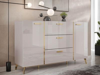 Dressoir PICSOU 2 deuren 3 lades kasjmier/goud