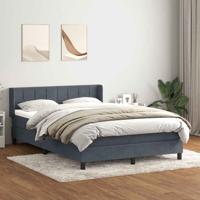Boxspring met matras fluweel donkergrijs 140x220 cm
