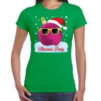 Fout kerst print t-shirt - groen - Chirstmas party - roze coole kerstbal - dames
