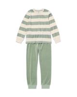 HEMA Kinderpyjama Velours Strepen Groen (groen)