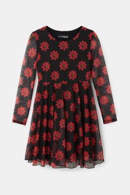 Jurk met hoge taille en bloemen - BLACK - 3/4