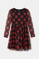 Jurk met hoge taille en bloemen - BLACK - 3/4