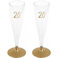 Verjaardag feest champagneglazen - leeftijd - 48x - 20 jaar - goud - kunststof