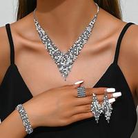 Sieradenset 5 stuks Strass Legering Ringen Oorbellen Kettingen Armbanden Dames Elegant Vintage Modieus meetkundig Geometrische vorm Sieraden set Voor Bruiloft Feest Vuosipäivä Lightinthebox