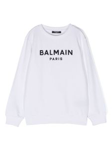 Balmain Kids sweat en coton à logo imprimé - Blanc