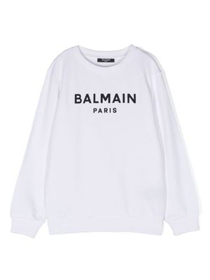 Balmain Kids sweat en coton à logo imprimé - Blanc