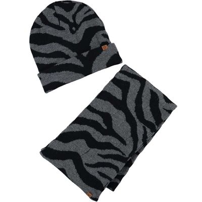 Grijze/zwarte zebraprint meisjes winter accessoires set muts/sjaal