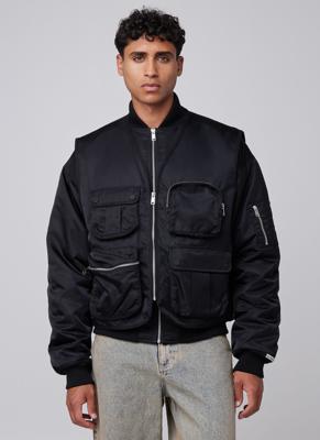 Off The Pitch Double Layered Bomberjack Heren Zwart - Maat XXL - Kleur: Zwart | Soccerfanshop
