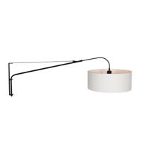Steinhauer Wandlamp elegenant classy 9321 zwart kap wit linnen grof - thumbnail