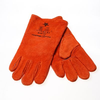 Lashandschoen oranje/bruin mt.10