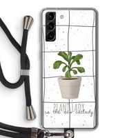 Kamerplant op vensterruit: Samsung Galaxy S21 Plus Transparant Hoesje met koord