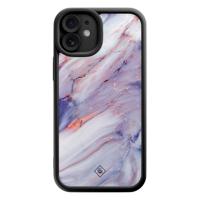 iPhone 12 zwarte case - Marmer paars
