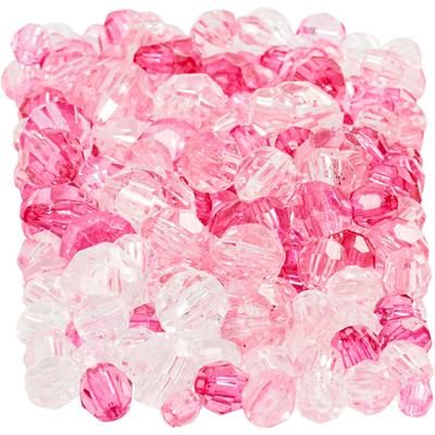 Creativ Company Facet kralen, afm 4-12 mm, gatgrootte 1-2,5 mm, ca. 860 stuk, pink (081), 250 gr/ 1 doos