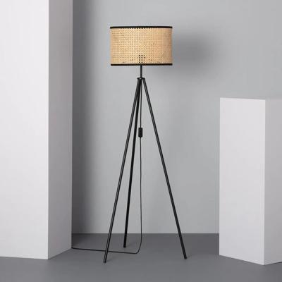 Staande lamp driepoot &apos;Hulu&apos; gaas zwart modern E27 fitting 145cm