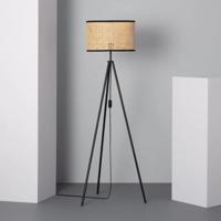 Staande lamp driepoot &apos;Hulu&apos; gaas zwart modern E27 fitting 145cm