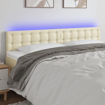 Hoofdbord LED 180x5x78/88 cm kunstleer crèmekleurig