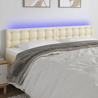 Hoofdbord LED 180x5x78/88 cm kunstleer crèmekleurig