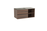 Storke Edge zwevend badmeubel 110 x 52 cm notenhout met Diva asymmetrisch linkse wastafel in top solid zijdegrijs - thumbnail