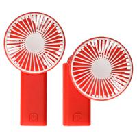 Mini ventilator/handventilator - 2x - 8 x 5 x 15 cm - Rood - Verkoeling in zomer