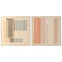 Schilderij Home ESPRIT Wit Beige Abstract Stads 102 x 4,5 x 102 cm (2 Stuks)