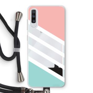 Strepen pastel: Samsung Galaxy A70 Transparant Hoesje met koord