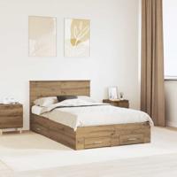 Bedframe met hoofdeinde Artisan Eiken 120 x 200 cm Bewerkt hout