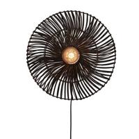 GOOD&MOJO Wandlamp Zanzibar - Rotan Zwart - Ø55cm