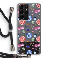 Bloemetjes: Samsung Galaxy S21 Ultra Transparant Hoesje met koord