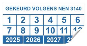 Keuringssticker gekeurd volgens NEN 3140 rechthoek  50 x 25 mm - 1000 stuks (op rol)