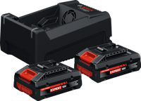 Bosch Blauw Accu Starterset EXBA18V-40 | 2x EXBA18V-40 + Lader GAL 12V/18V-80 - 1600A0373J