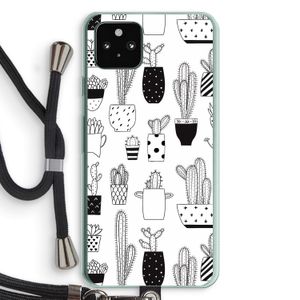 Cactusmotief: Pixel 5a 5G Transparant Hoesje met koord