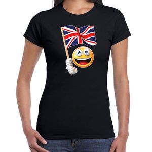 Verenigd Koninkrijk supporter / fan emoticon t-shirt zwart voor dames