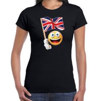 Verenigd Koninkrijk supporter / fan emoticon t-shirt zwart voor dames - thumbnail