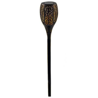 Solar tuinlamp/fakkel met vlameffect - op zonne-energie - zwart - 78 cm - tuinfakkels