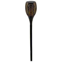 Solar tuinlamp/fakkel met vlameffect - op zonne-energie - zwart - 78 cm - tuinfakkels