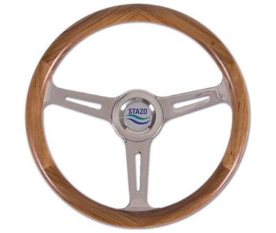 Stazo Stuurwiel 57 Teak/rvs 35 Cm Vaste Naaf Default