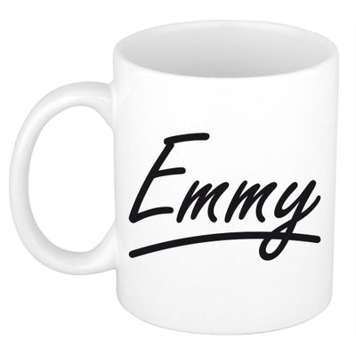 Naam cadeau mok / beker Emmy met sierlijke letters 300 ml