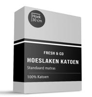 Hoeslaken Katoen - Lichtgrijs - Verkoelend - 160x200 cm - Grijs - Fresh and Co - Dekbed-Discounter.nl