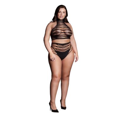 Le Désir by Shots Carpo XLVI - Twee Delen met Col, Crop Top en Pantie - Plus Size