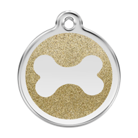 Bone Gold glitter hondenpenning large/groot dia. 3,8 cm - Reddingo